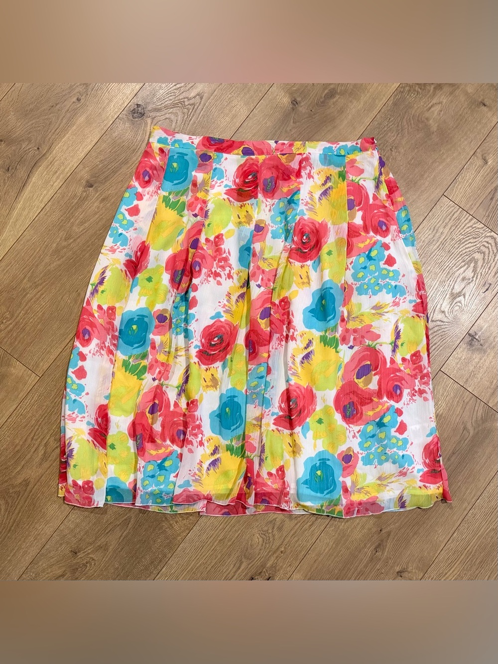 Vintage Sag Harbor Women’s Pleated Floral Watercolor Midi Skirt Size 12